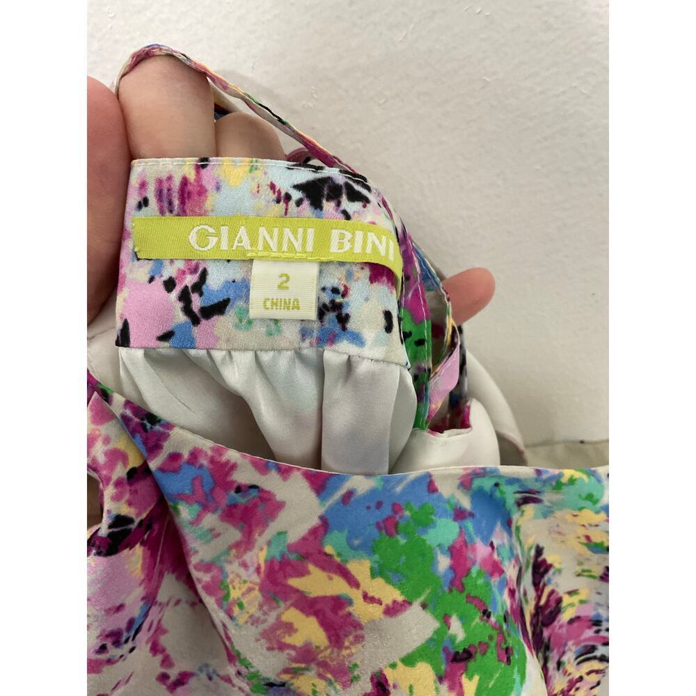 Gianni Bini Pastel Abstract Print Watercolor Cutout Maxi Dress Size 2 XS - Picture 6 of 7